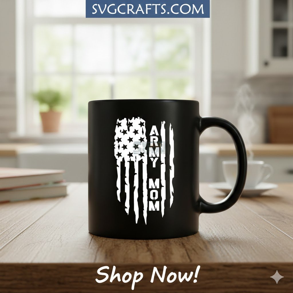 Army Mom Distressed Flag SVG | Patriotic Military Mom Cut File - Image 2