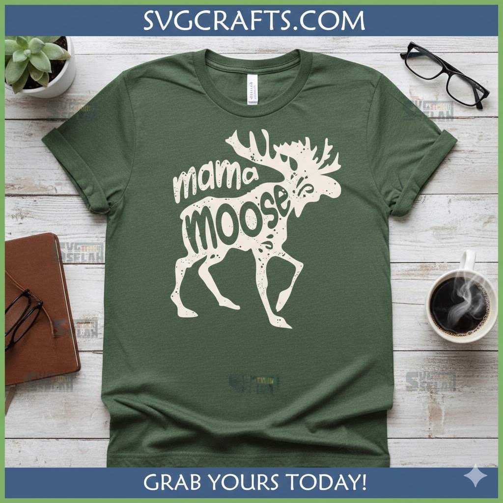 Mama Moose SVG | Distressed Woodland Design for Cricut & Sublimation - Image 2