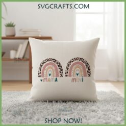 Alternative view of Mama Mini Leopard Rainbow SVG | Boho & Trendy Design