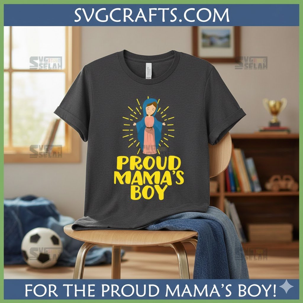 Proud Mama's Boy Virgin Mary SVG | Christian Mom & Son Design - Image 2