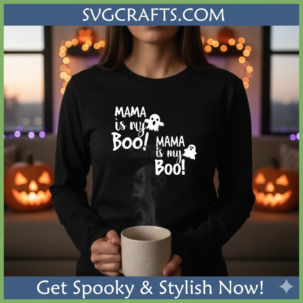 Mama is my Boo SVG - Cute Halloween Ghost Design for Moms - Image 2
