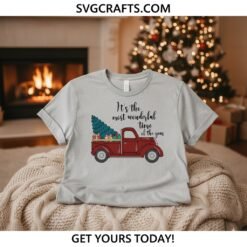 Alternative view of Vintage Red Truck Christmas SVG | "Most Wonderful Time" Craft File