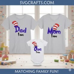 Alternative view of Cat in the Hat Family SVG - Dr. Seuss 1st Birthday Cricut Files