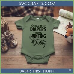 Alternative view of Pack My Diapers Hunting SVG | Funny Baby Hunter Design - SVGcrafts
