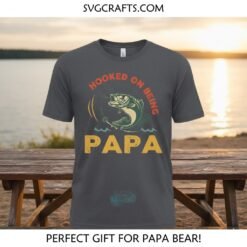 Alternative view of Hooked on Being Papa SVG | Fishing Grandfather Digital File