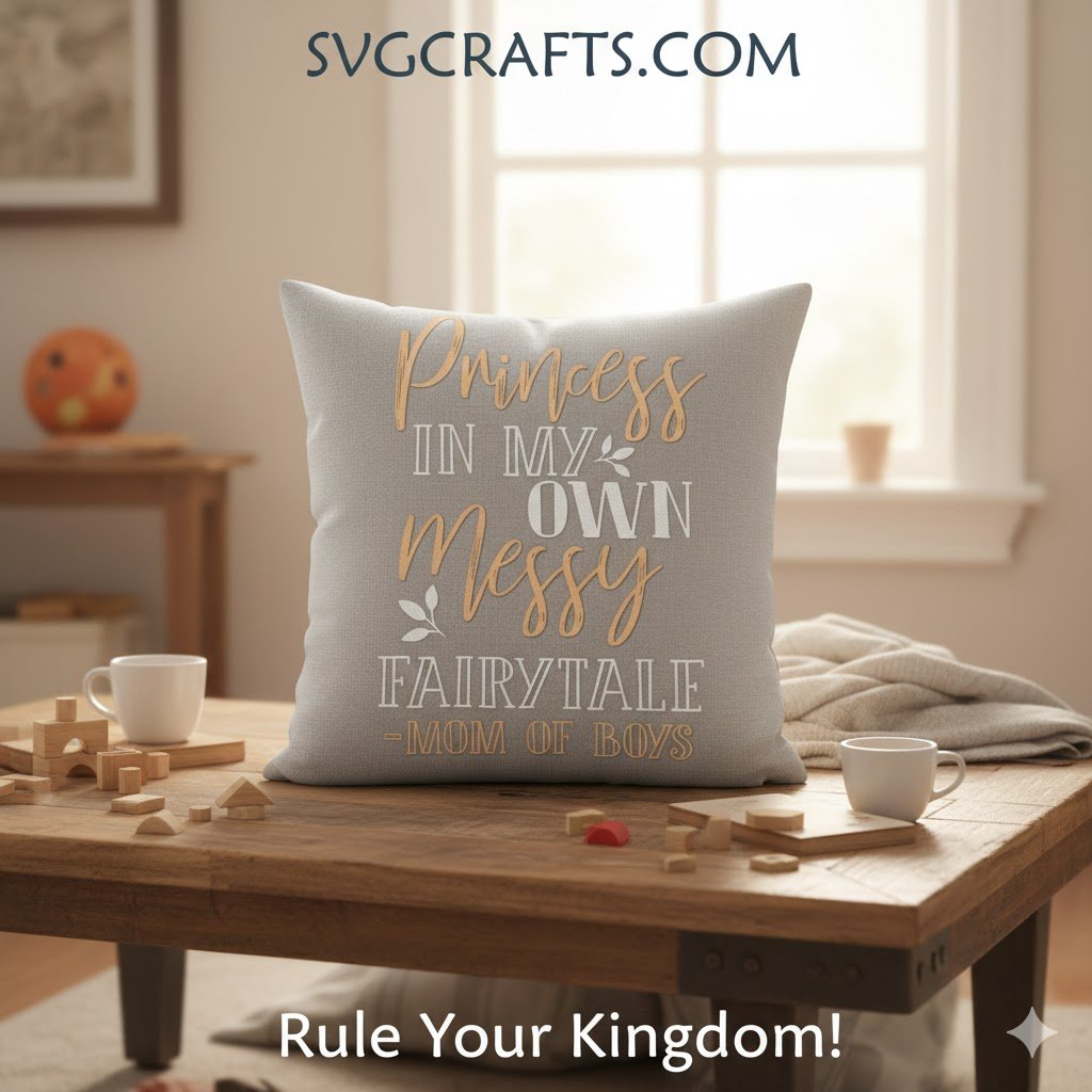 Princess in My Own Messy Fairytale Mom of Boys SVG - SVGCrafts - Image 2