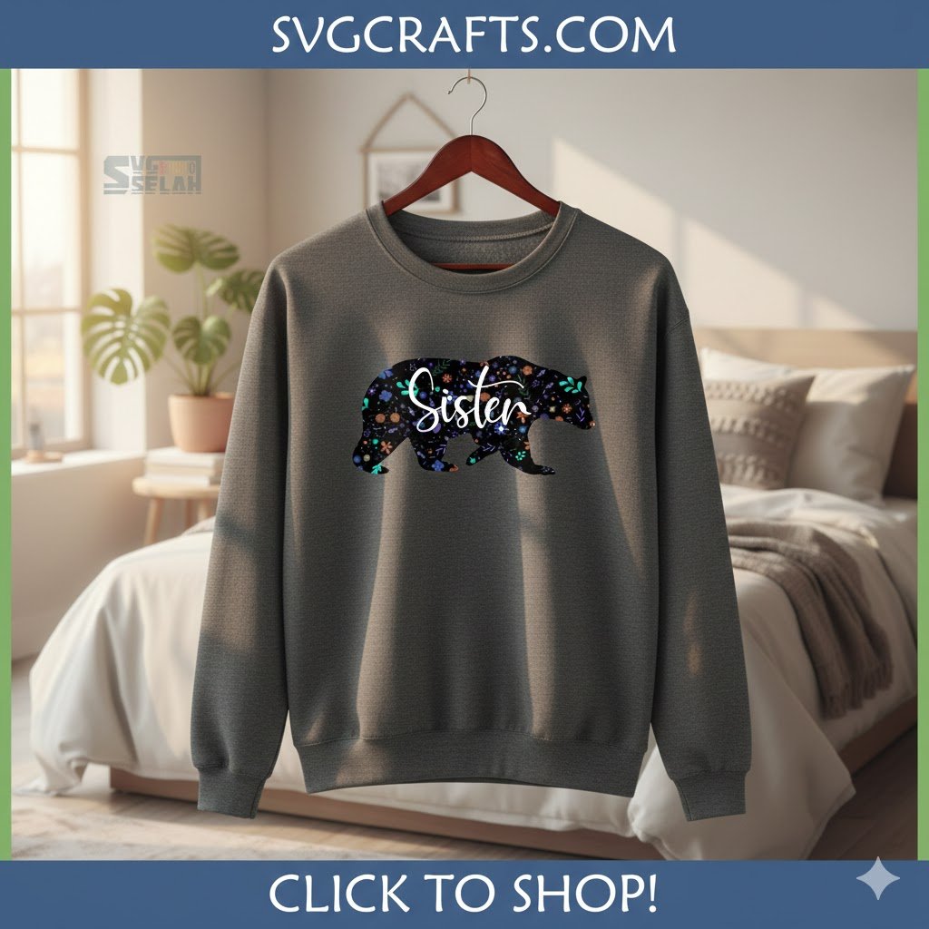 Floral Sister Bear SVG | Cricut & Silhouette Digital Download - Image 2