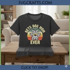 Alternative view of Best Dog Mom Ever SVG | Retro Sunset Paw Print Design