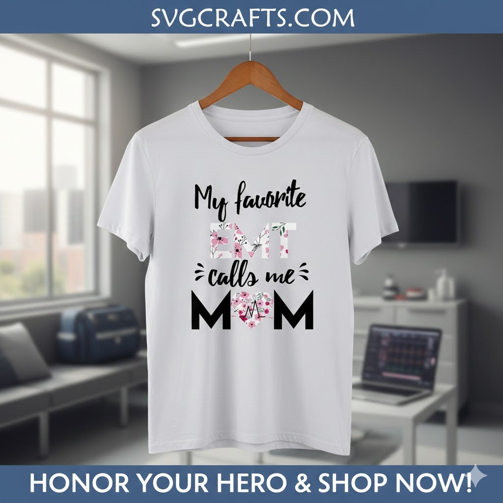 My Favorite EMT Calls Me Mom SVG | Proud EMT Mom Gift SVGcrafts - Image 2