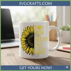 Alternative view of Sunflower Dog Mom SVG with Tattoos | Cricut & Sublimation File