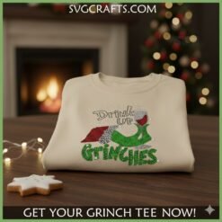 Alternative view of Funny Grinch Drink Up Wine SVG - Christmas Rhinestone Design
