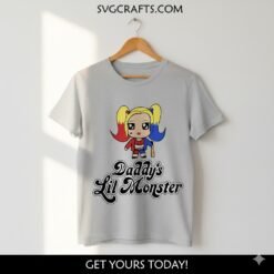 Alternative view of Harley Quinn Daddy's Lil Monster SVG | Chibi Cricut & Sublimation