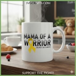 Alternative view of Mama of a Warrior SVG | Childhood Cancer Awareness PNG