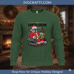 Alternative view of Funny Santalorian Grogu Christmas SVG - Star Wars Holiday Design