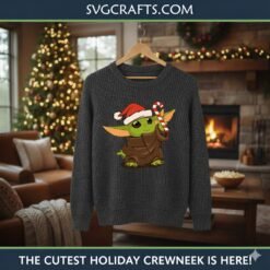 Alternative view of Grogu Christmas SVG - Baby Yoda Santa Hat Cut File | SVGcrafts