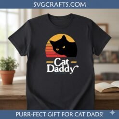 Alternative view of Cat Daddy SVG & PNG - Retro Sunset Black Cat Design for Cricut