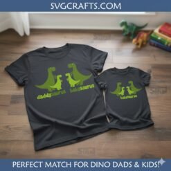 Alternative view of Funny Daddysaurus Babysaurus SVG - Cute Dino Family Design