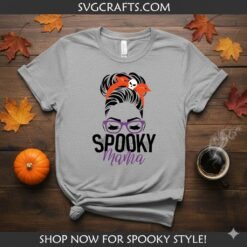 Alternative view of Spooky Mama Messy Bun SVG | Halloween Mom Life Digital File