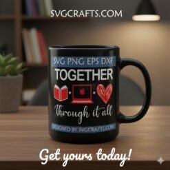 Alternative view of Together Through It All SVG | Book Laptop Heart Design