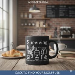 Alternative view of Surviving Motherhood SVG | Funny Mom Life Coffee Design