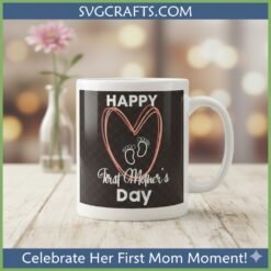 Alternative view of First Mother's Day SVG | New Mom Baby Footprints Digital File