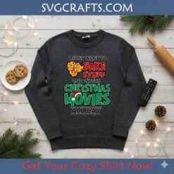 Alternative view of Bake Stuff & Watch Christmas Movies SVG | Cozy Holiday Design