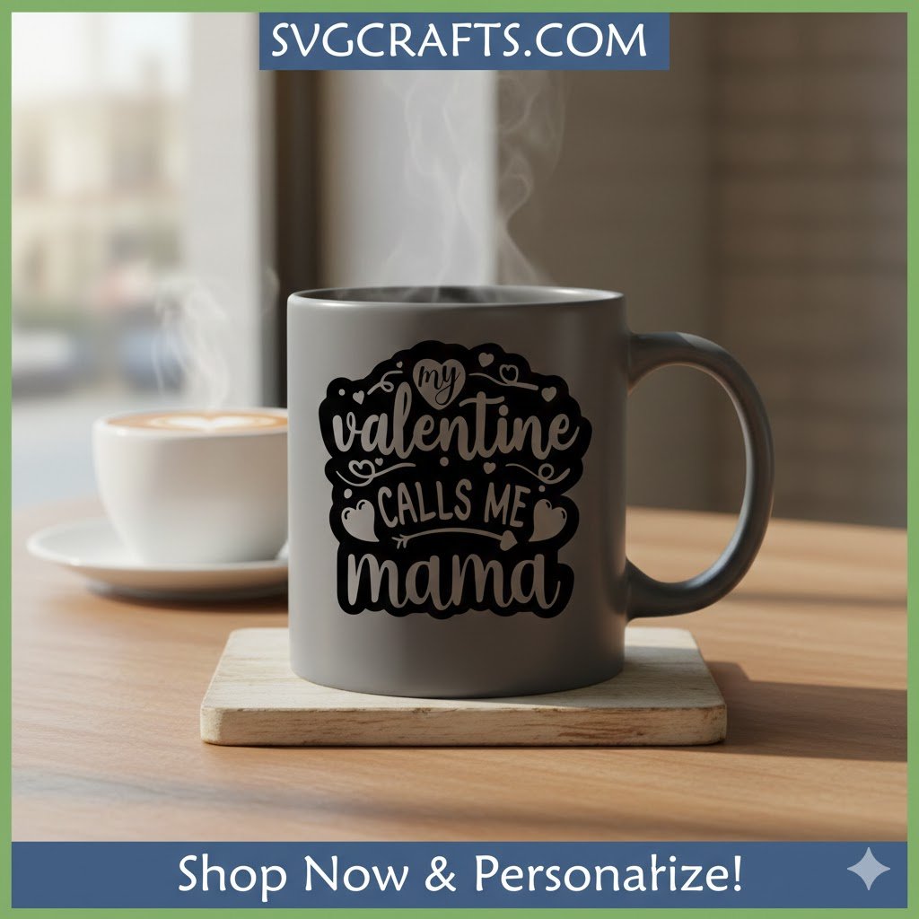 My Valentine Calls Me Mama SVG | Cricut & Silhouette File - Image 2