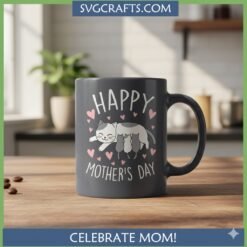 Alternative view of Happy Mother's Day Cat Mom SVG with 3 Kittens | SVGCrafts