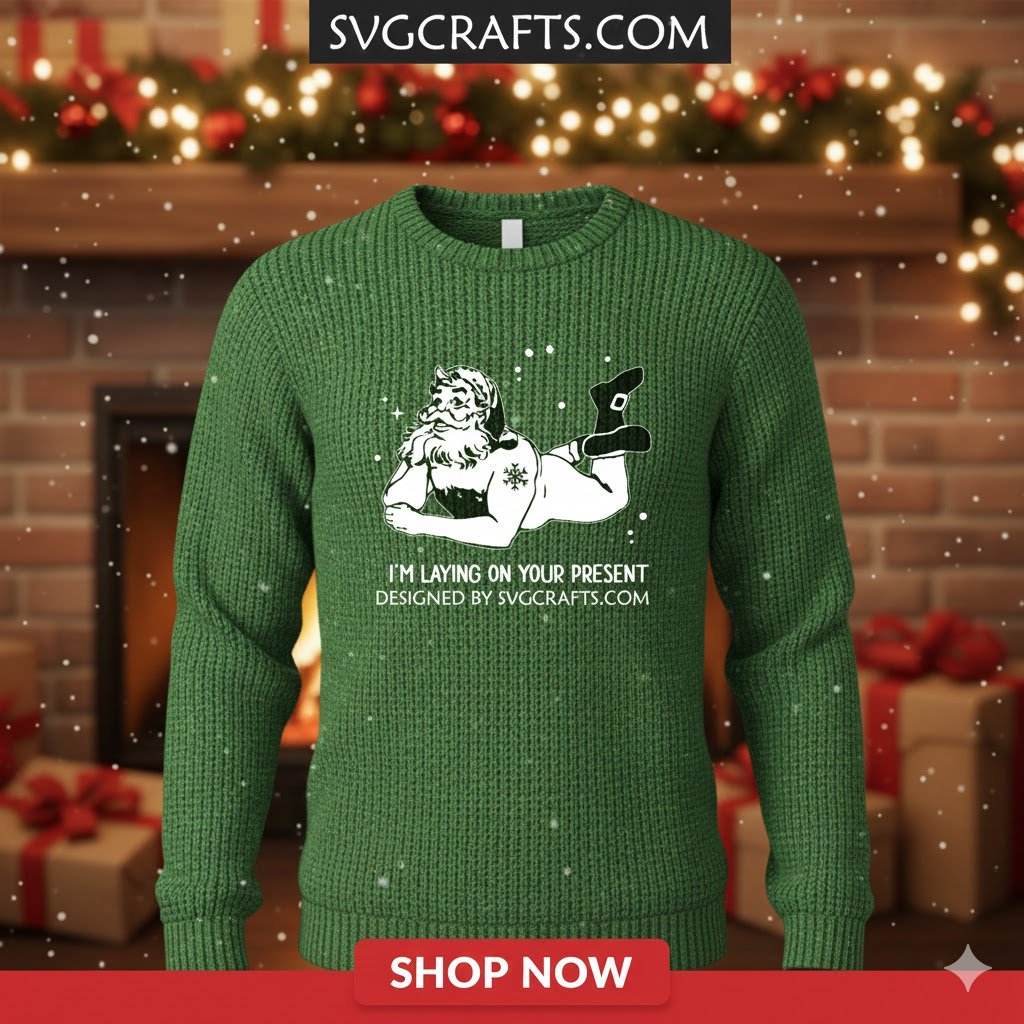 Pin Up Santa Laying On Your Present SVG | Funny Naughty Christmas Design - Image 2