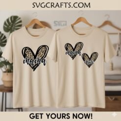 Alternative view of Mama Mini Leopard Heart SVG Bundle | Cricut & Silhouette Files