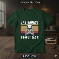 Alternative view of Badass Bonus Dad SVG - Retro Skull Cricut Design | SVGCrafts