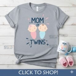 Alternative view of Mom of Twins SVG PNG DXF EPS - Cute Twin Mom Digital File