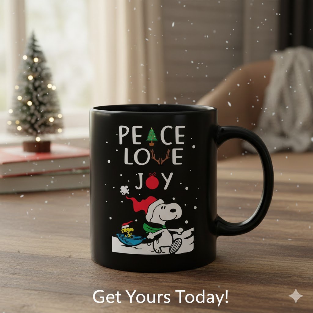 Snoopy Christmas Peace Love Joy SVG - Peanuts Holiday File - Image 2