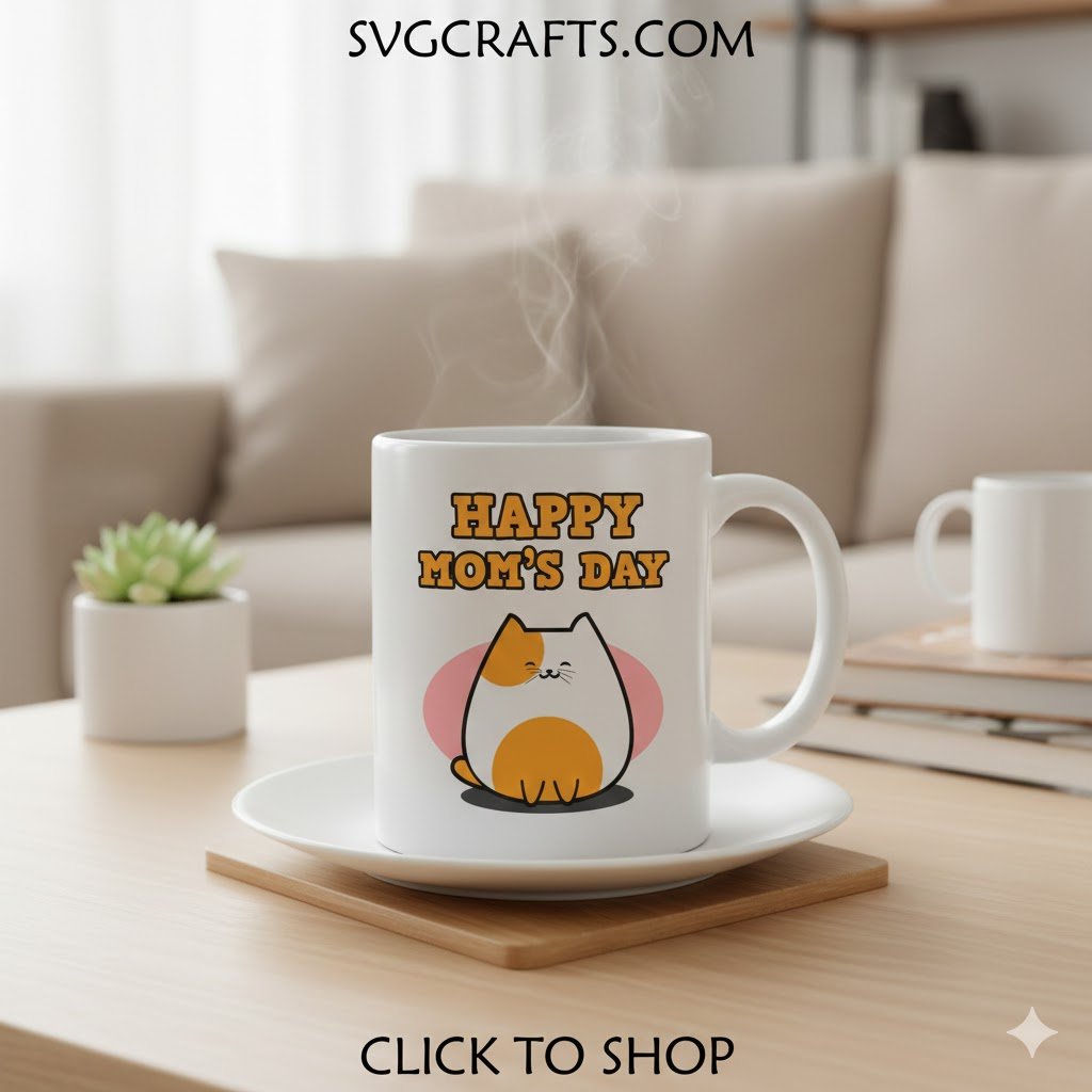 Happy Mom's Day Cat SVG | Cute Cat Mom Digital File - Image 2