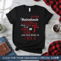 Alternative view of Christian Grandma July Birthday SVG | Buffalo Plaid Cross Design