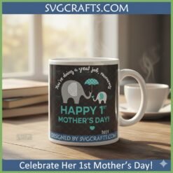 Alternative view of First Mother's Day Elephant SVG - New Mom Cricut & Sublimation