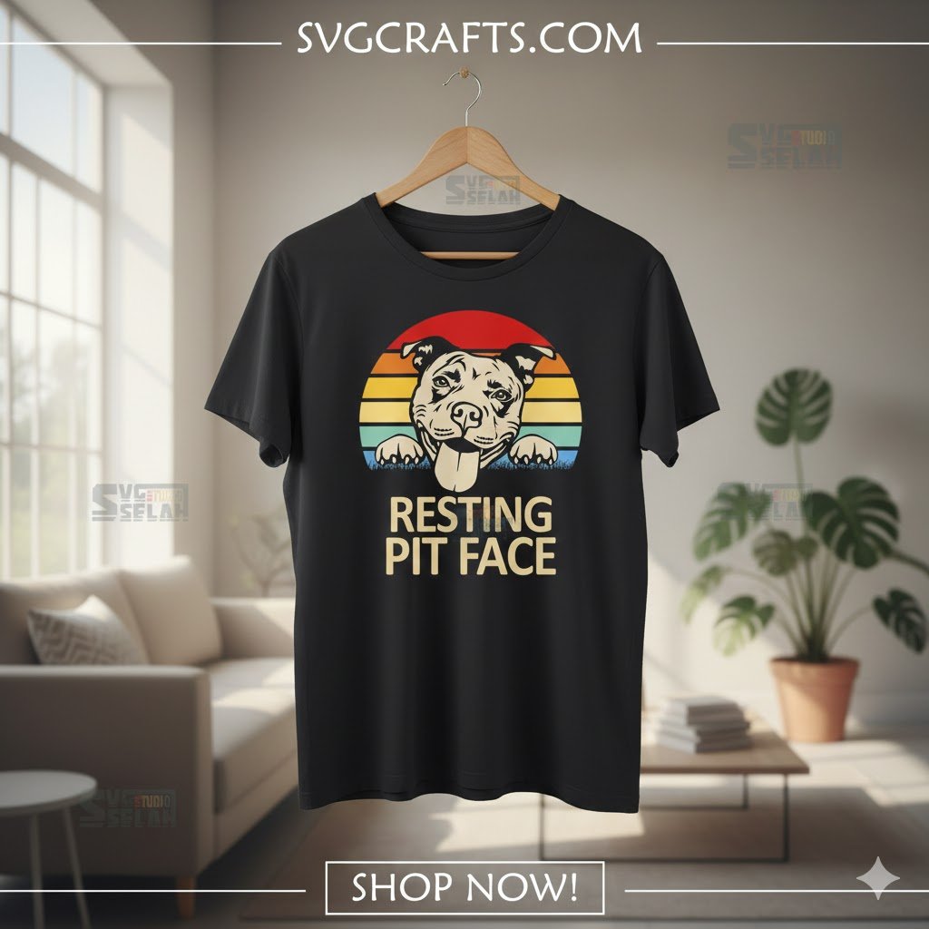 Resting Pit Face SVG - Funny Pitbull Design | Cricut & Dog Lover - Image 2