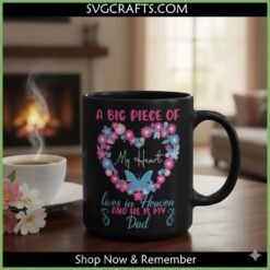 Alternative view of My Heart Lives in Heaven Dad SVG - Floral Memorial Design