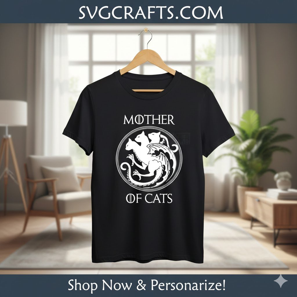 Mother of Cats SVG Design | Game of Thrones Cat Mom File | SVGCrafts - Image 2