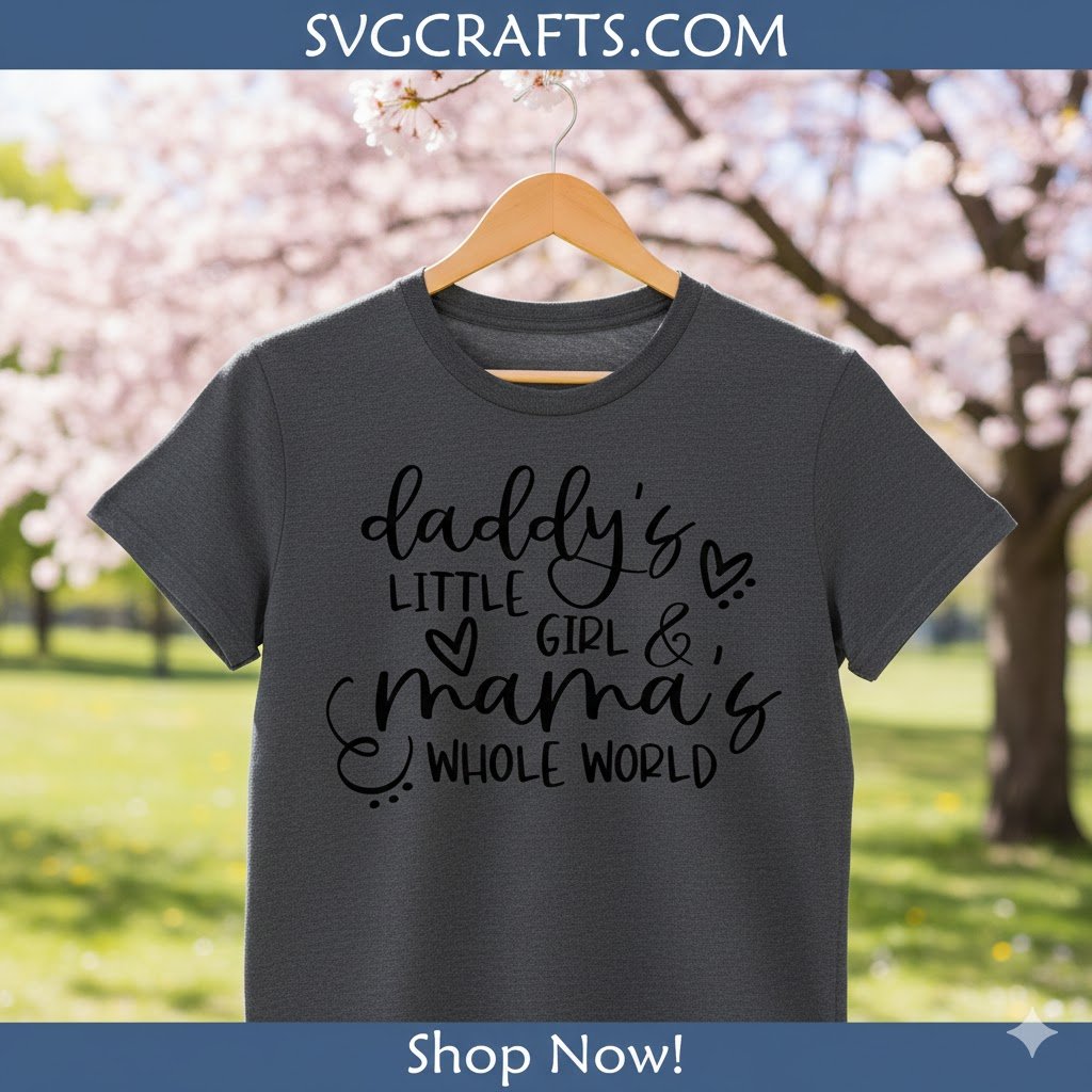 Daddy's Little Girl Mama's Whole World SVG | Baby Girl Cut File - Image 2