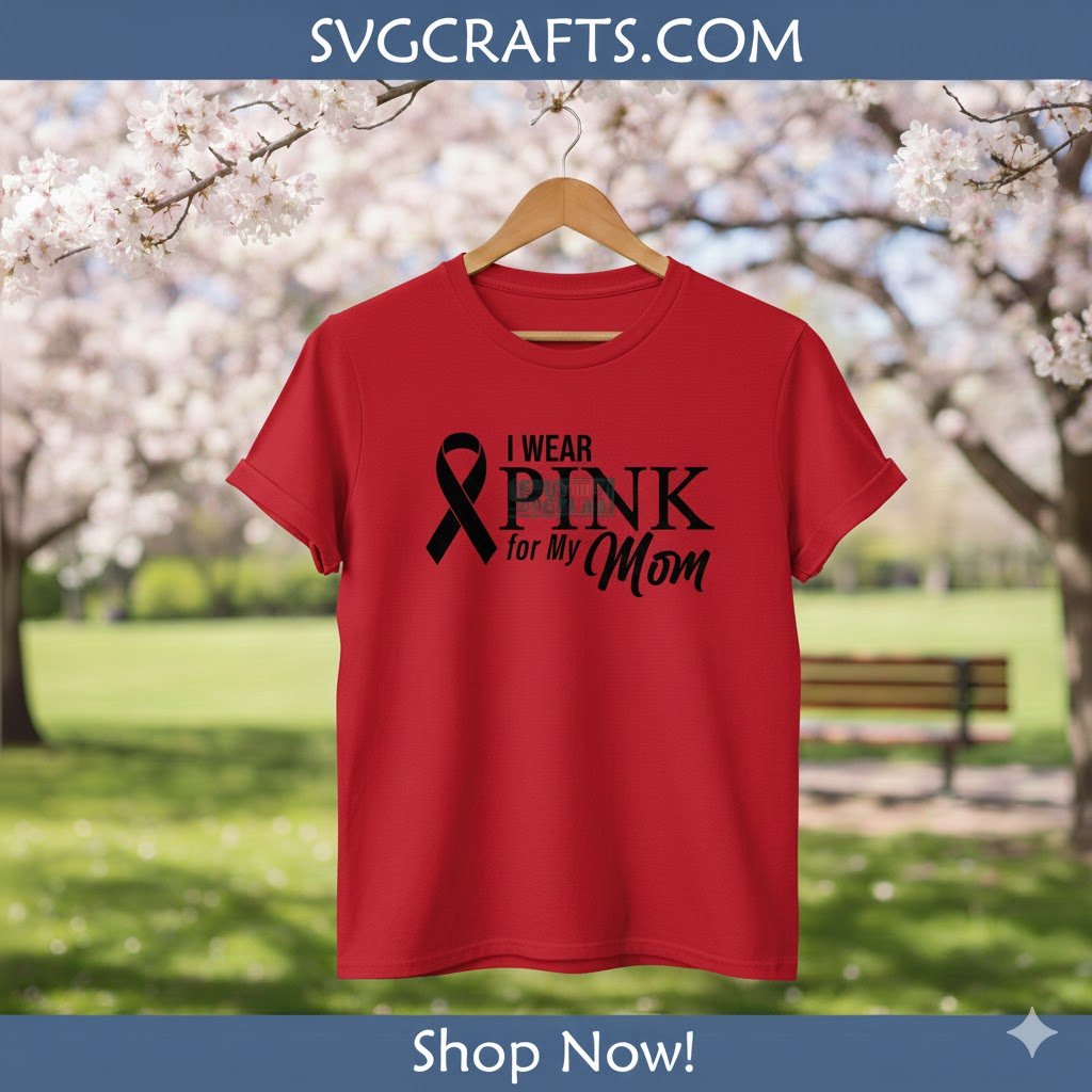 I Wear Pink For My Mom SVG | Breast Cancer Awareness Design - Image 2