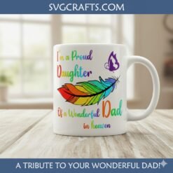 Alternative view of Proud Daughter Dad In Heaven SVG - Memorial Feather Design