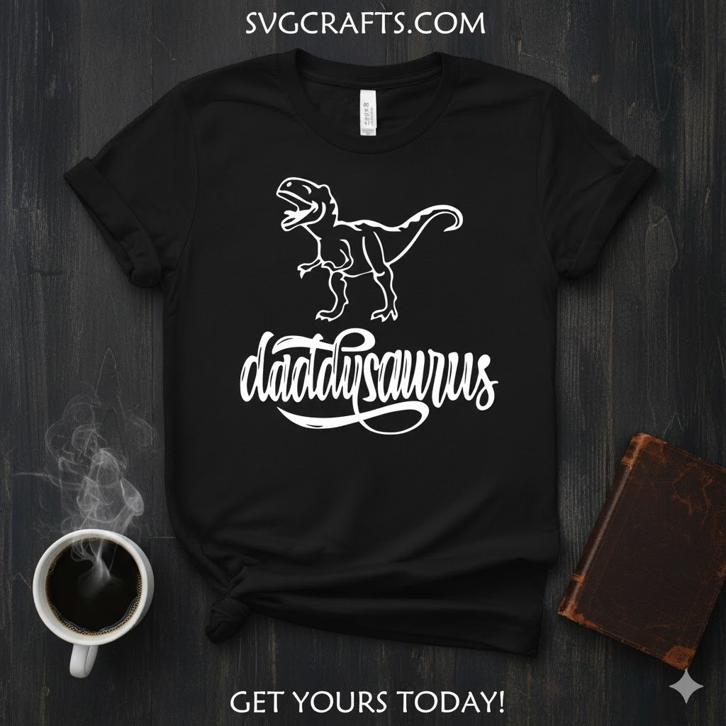 Daddysaurus SVG | Funny Dinosaur Dad Digital Design for Cricut - Image 2