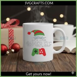 Alternative view of Gamer Elf SVG PNG DXF - Funny Christmas Gaming Design