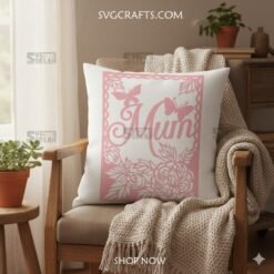 Alternative view of Elegant Mum SVG with Butterflies & Flowers - Mother's Day Cut File