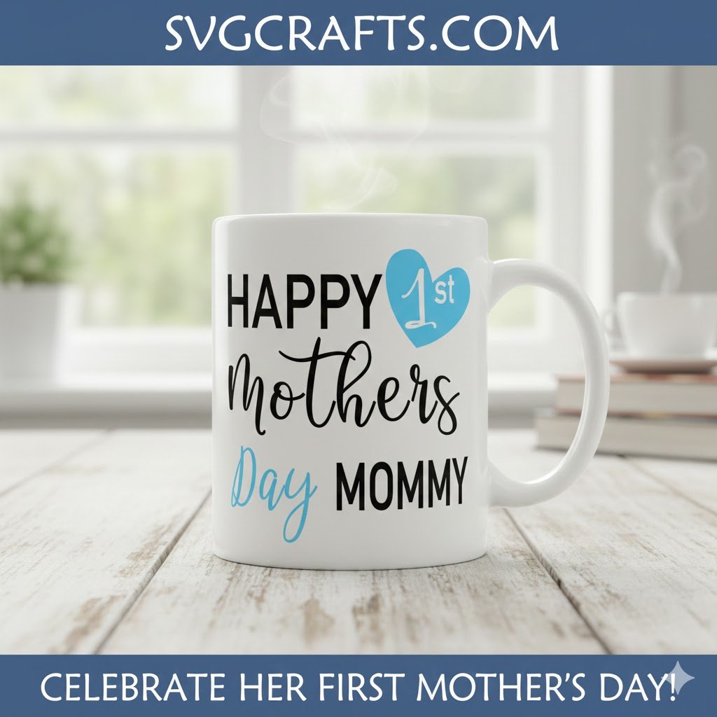 Happy 1st Mothers Day Mommy SVG - New Mom Cricut File - Image 2