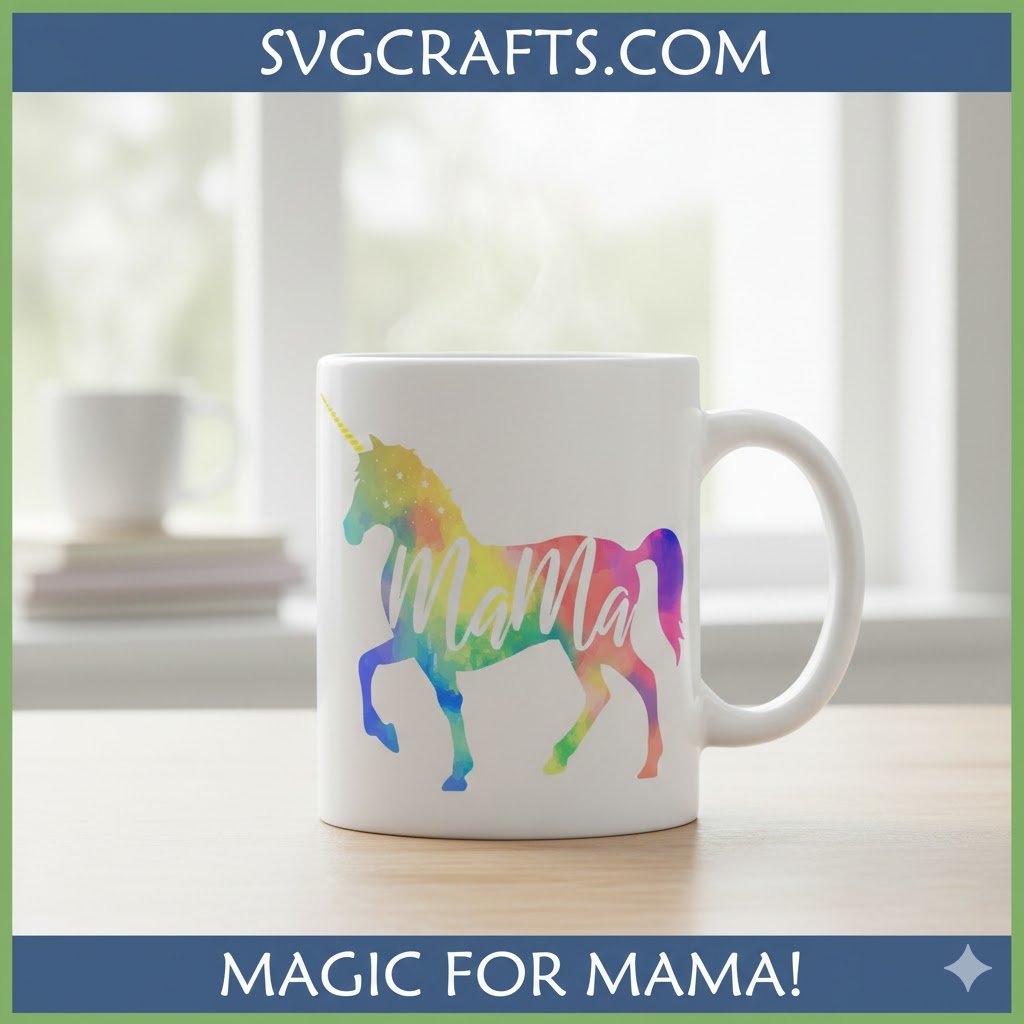 Rainbow Unicorn Mama SVG PNG DXF - Magical Watercolor Design - Image 2