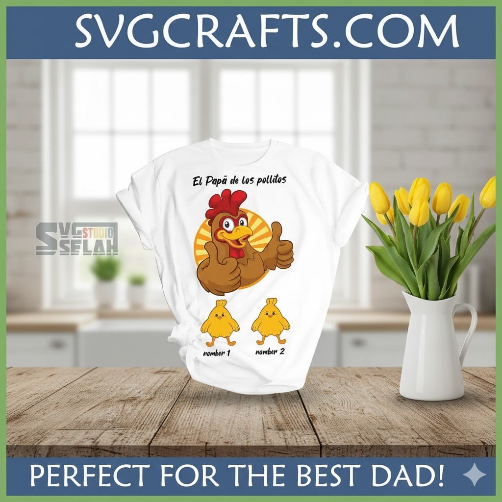 El Pap de los Pollitos SVG | Funny Rooster Dad & Chicks Design - Image 2