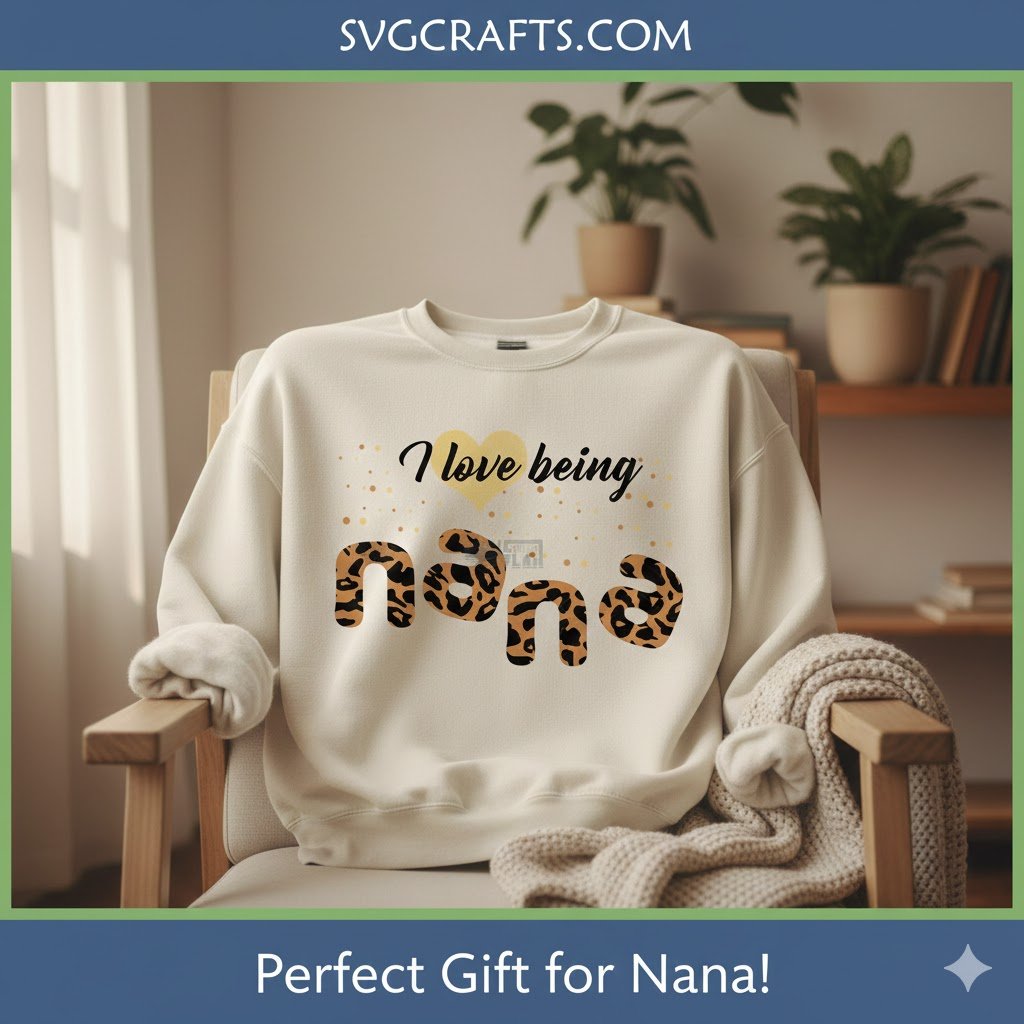 I Love Being Nana Leopard Print SVG - Digital File for Cricut - Image 2
