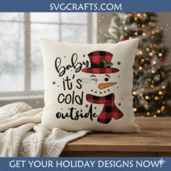 Alternative view of Cozy Buffalo Plaid Snowman SVG | Baby It's Cold Outside